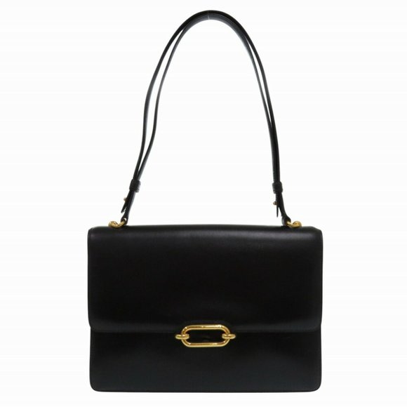 Hermes Fonsbell Box Calf Black Shoulder Bag 〇I (Made in 1979) 1290HERMES - Picture 1 of 9